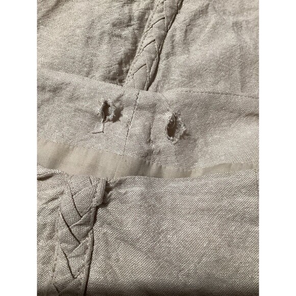 Jason Wu Linen Blend Tan Khaki High Rise Trousers Braid Accent 6 Cropped - Picture 9 of 9